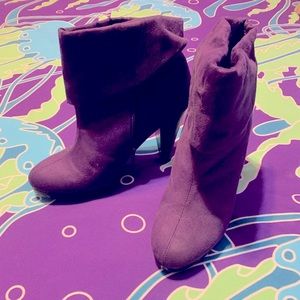 Purple Zip Up High Heeled Boots